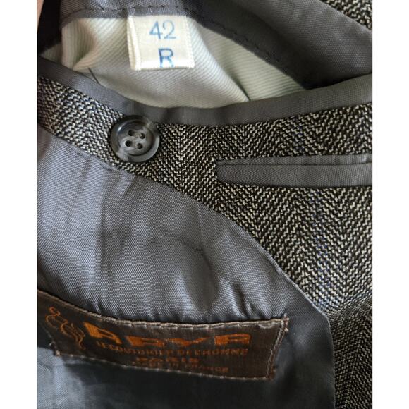 Arya Pure Wool Tweed Blazer Jacket Sport Coat Sz 42 R France - Picture 11 of 16